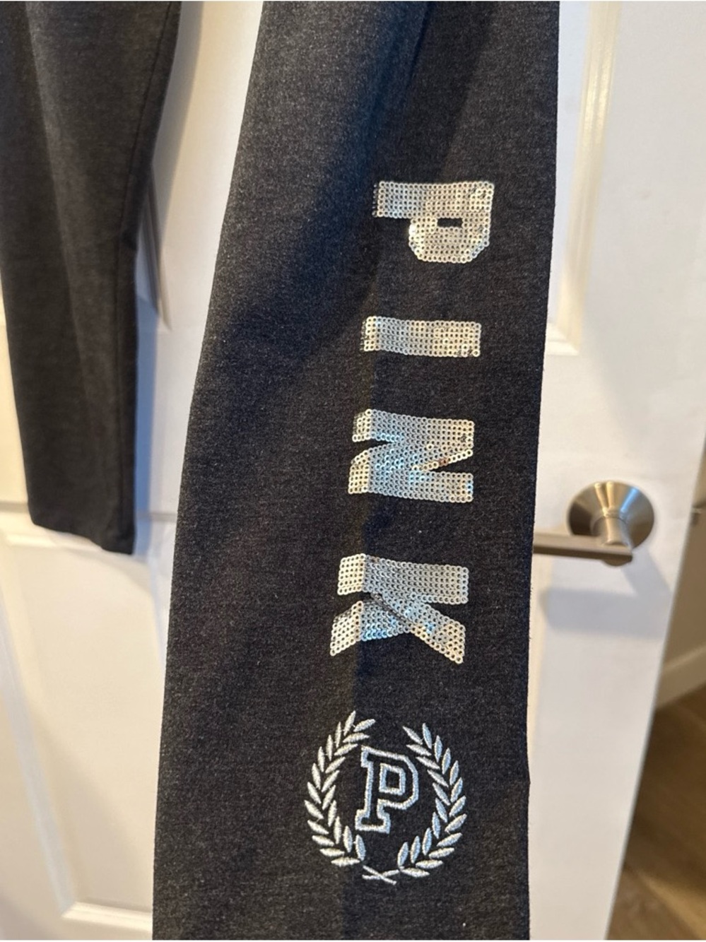 Victoria's Secret PINK Men's Dark Gray Skinny Jeans with Sequin Logo